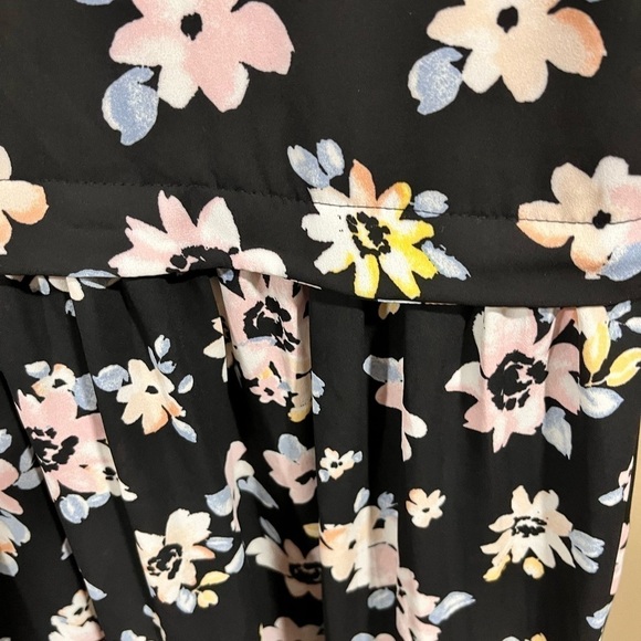 Xhilaration Black Floral Mini Dress Medium Cottagecore Coquette Romantic - Picture 7 of 8